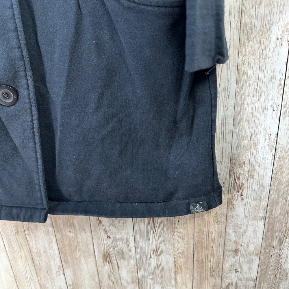 Prana Athletic Black Organic Cotton‎ Blend Coat Jacket Swing Funnel Neck sz XS - Picture 4 of 10